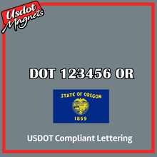 Load image into Gallery viewer, USDOT Number Sticker Decal Lettering Oregon (Set of 2)