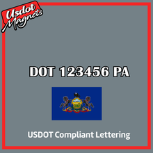 Load image into Gallery viewer, USDOT Number Sticker Decal Lettering Pennsylvania (Set of 2)