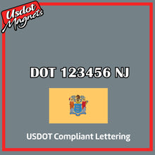 Load image into Gallery viewer, USDOT Number Sticker Decal Lettering New Jersey (Set of 2)