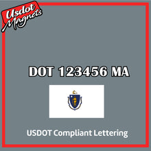 Load image into Gallery viewer, USDOT Number Sticker Decal Lettering Massachusetts (Set of 2)