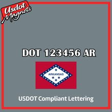 Load image into Gallery viewer, USDOT Number Sticker Decal Lettering Arkansas (Set of 2)
