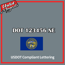 Load image into Gallery viewer, USDOT Number Sticker Decal Lettering Nebraska (Set of 2)