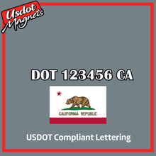 Load image into Gallery viewer, USDOT Number Sticker Decal Lettering California (Set of 2)