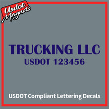 Load image into Gallery viewer, Trucking Company Name Decal with USDOT Number Lettering (Set of 2)