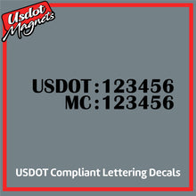Load image into Gallery viewer, US DOT (USDOT) & MC Number Lettering Sticker Decal (Set of 2)