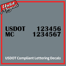 Load image into Gallery viewer, USDOT & MC Number Vinyl Lettering Sticker Decal (Set of 2)