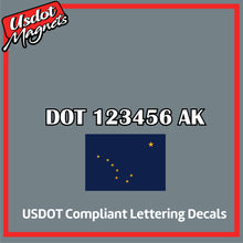 Load image into Gallery viewer, USDOT Number Sticker Decal Lettering Alaska (Set of 2)