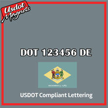 Load image into Gallery viewer, USDOT Number Sticker Decal Lettering Delaware (Set of 2)