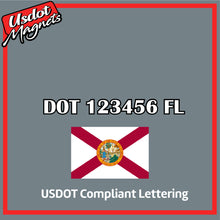 Load image into Gallery viewer, USDOT Number Sticker Decal Lettering Florida (Set of 2)