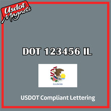 Load image into Gallery viewer, USDOT Number Sticker Decal Lettering Illinois (Set of 2)