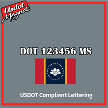 Load image into Gallery viewer, USDOT Number Sticker Decal Lettering Mississippi (Set of 2)