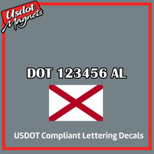 Load image into Gallery viewer, USDOT Number Sticker Decal Lettering Alabama (Set of 2)