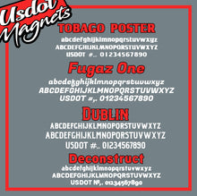 Load image into Gallery viewer, USDOT, MC, KYU, CA, TXDOT & VIN Number Sticker Decal Lettering (Set of 2)