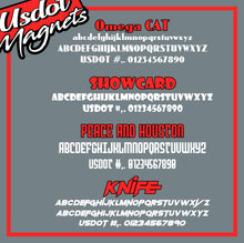 Load image into Gallery viewer, USDOT, MC, KYU & CA Number Decal Lettering Sticker (Set of 2)