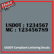 Load image into Gallery viewer, USDOT and MC Number Sticker Decal Lettering (Set of 2)
