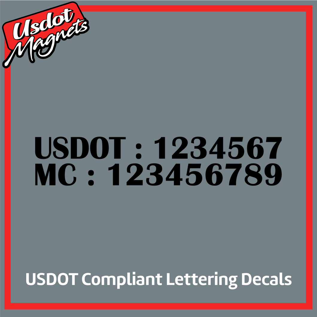 USDOT and MC Number Sticker Decal Lettering (Set of 2)