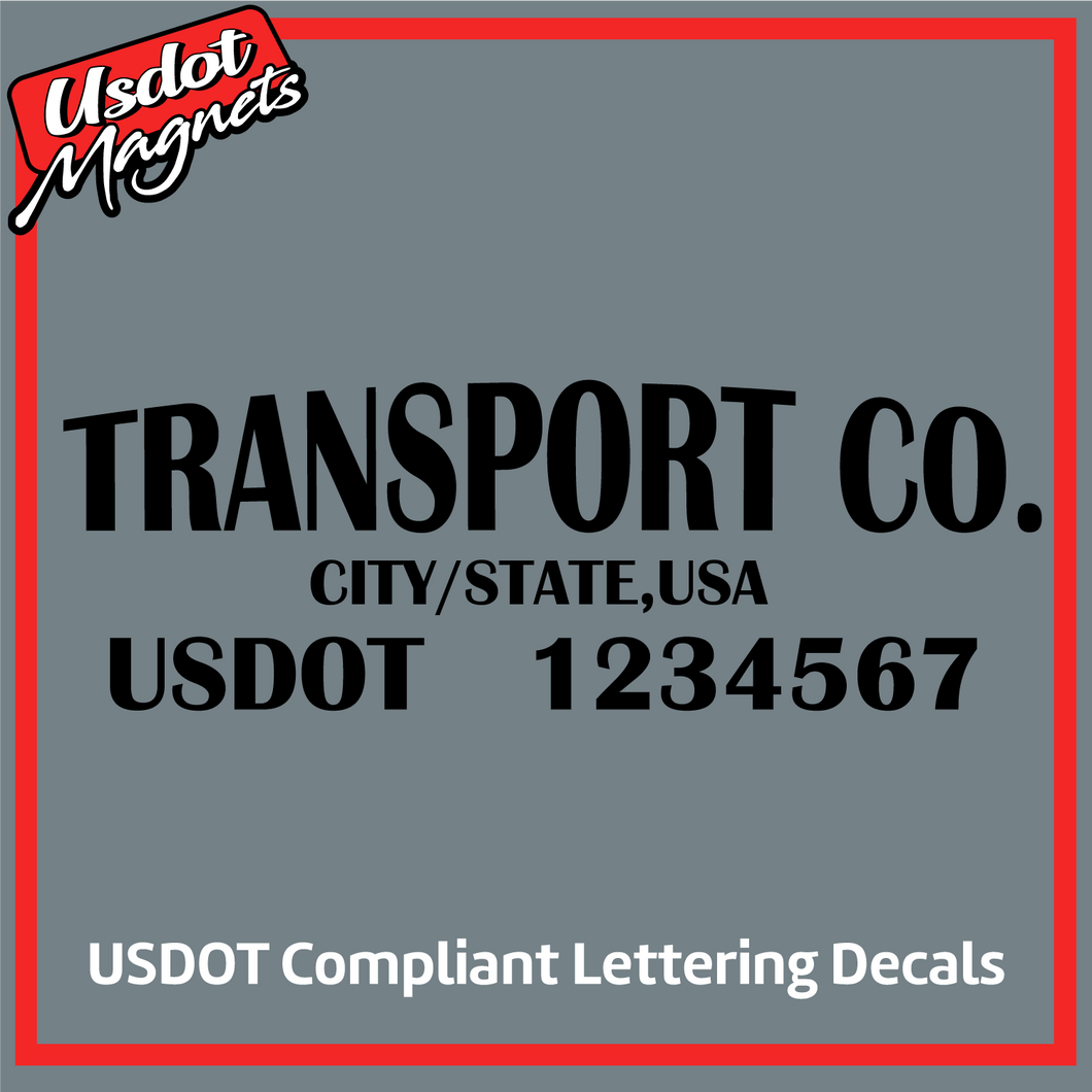 Arched Transport Name with City & USDOT Number Decal Sticker (Set of 2)