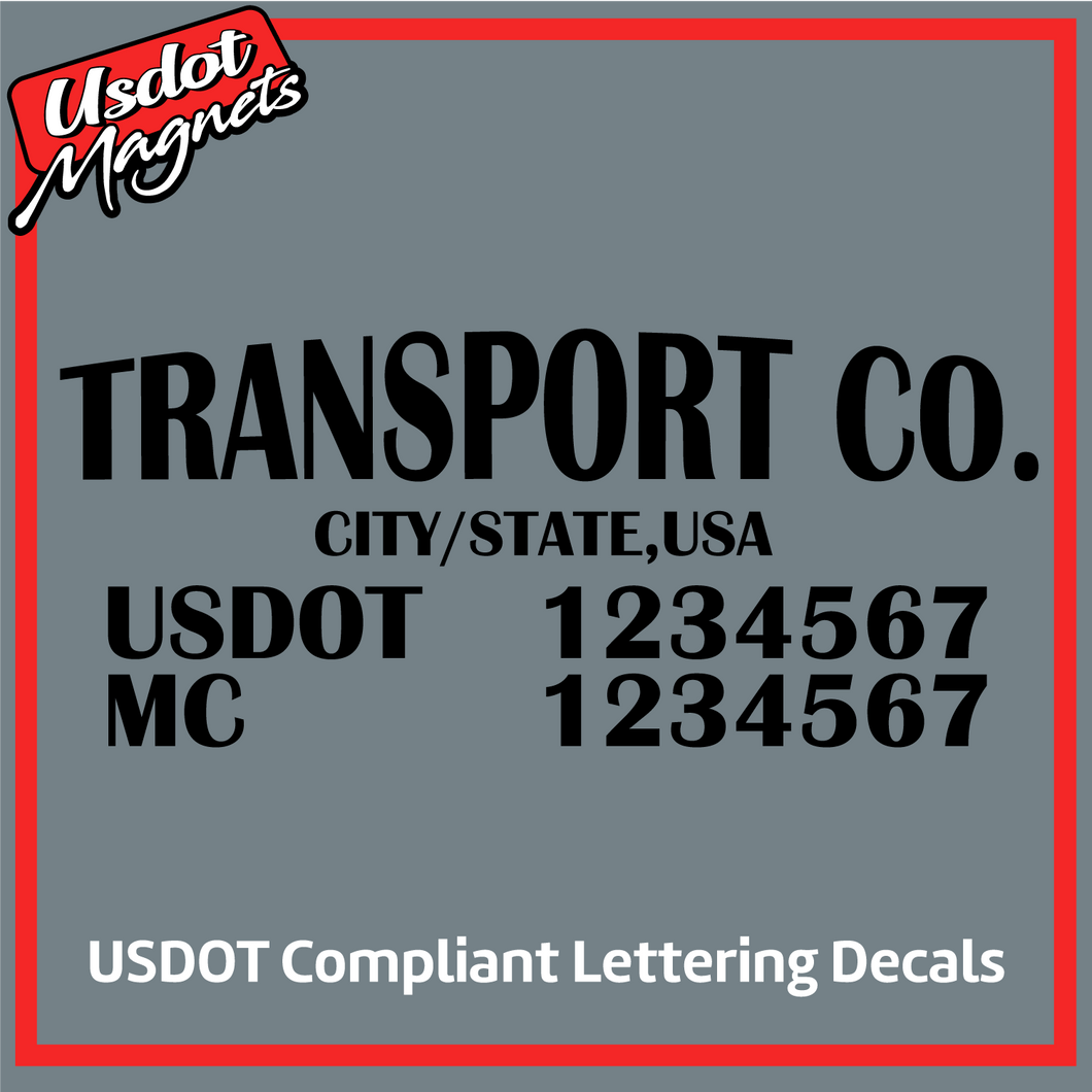 Arched Transport Name with USDOT & MC Numbers Lettering (Set of 2)