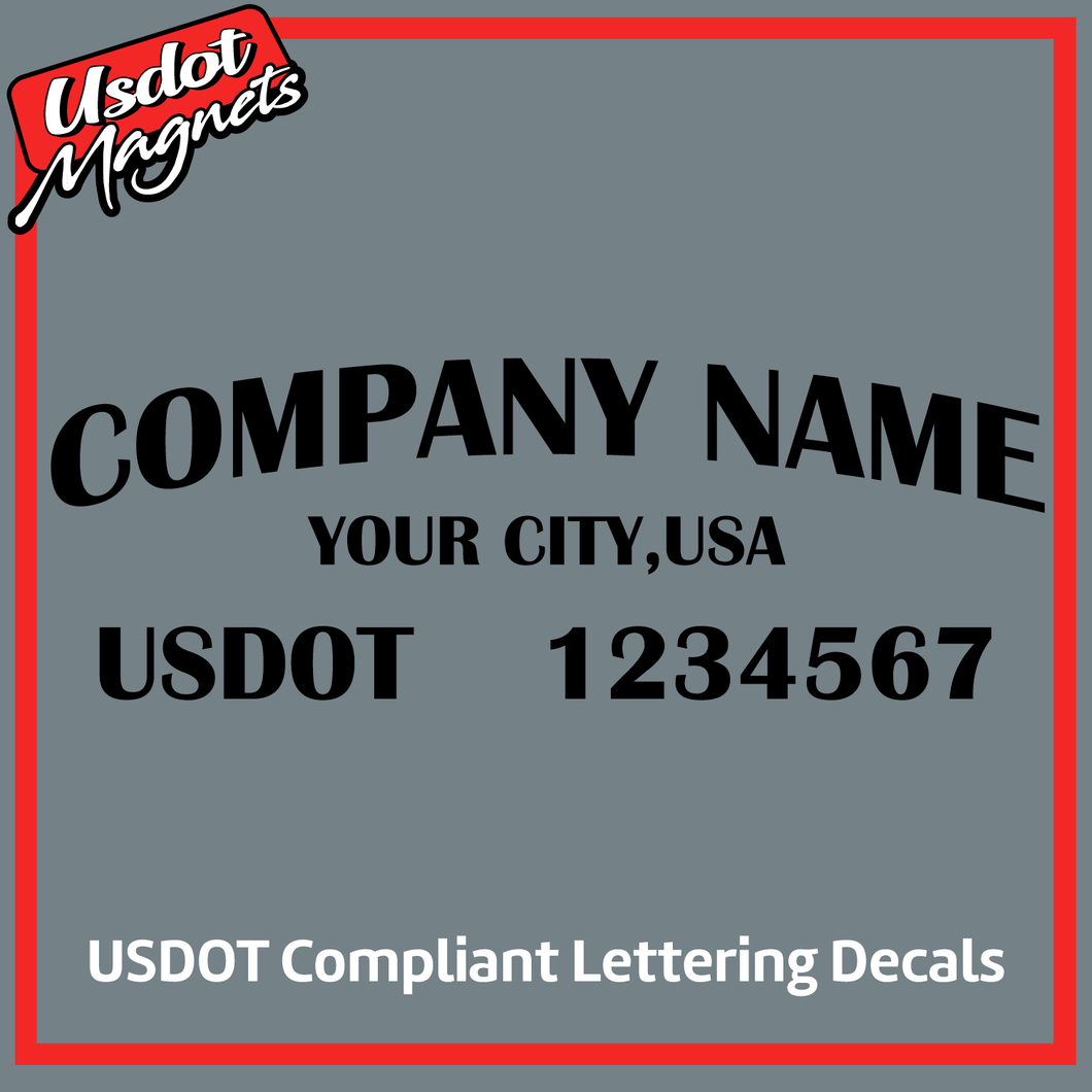 Arched Company Name with City & USDOT Number Decal Sticker (Set of 2)