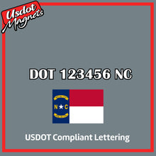 Load image into Gallery viewer, USDOT Number Sticker Decal Lettering North Carolina (Set of 2)
