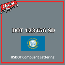 Load image into Gallery viewer, USDOT Number Sticker Decal Lettering South Dakota (Set of 2)
