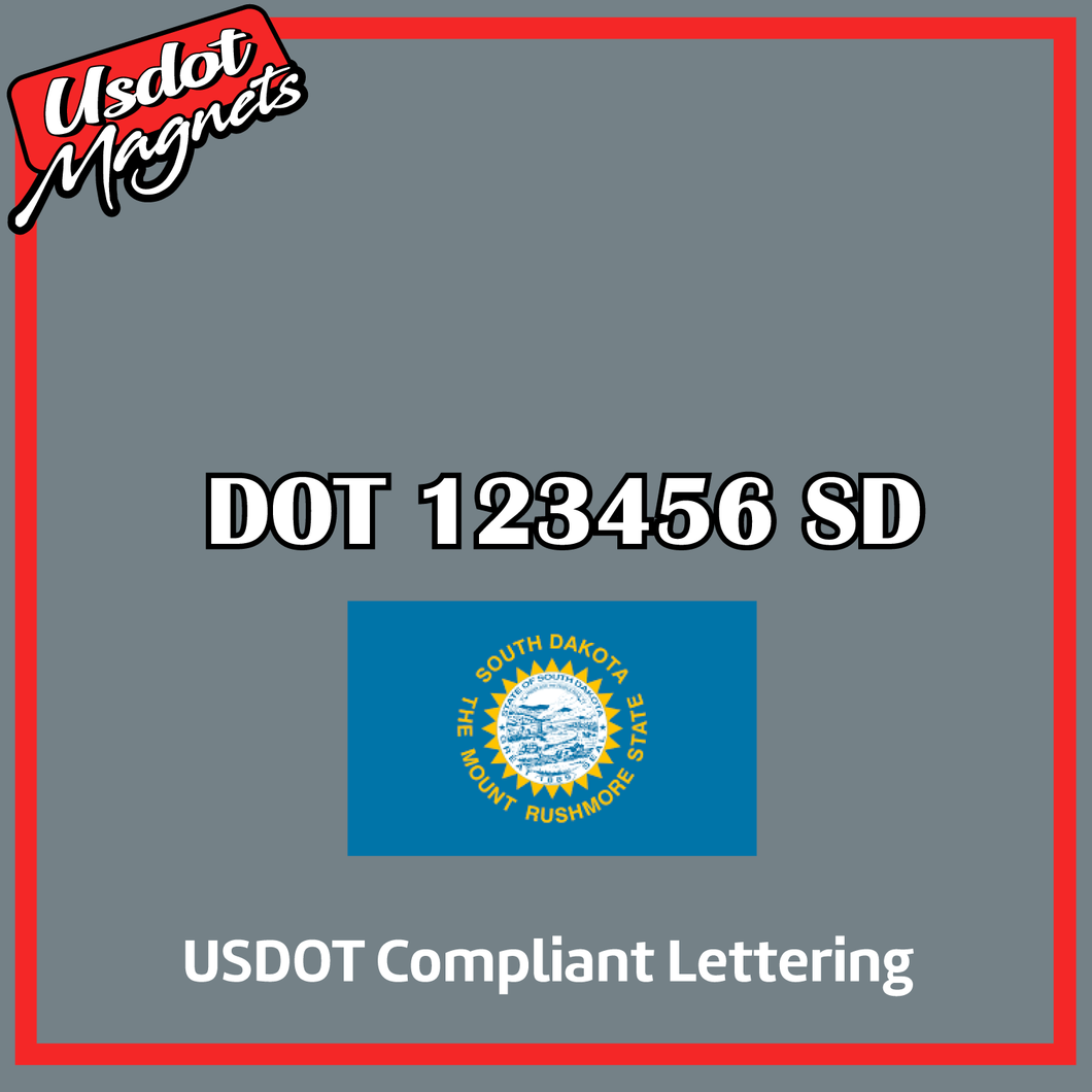 USDOT Number Sticker Decal Lettering South Dakota (Set of 2)