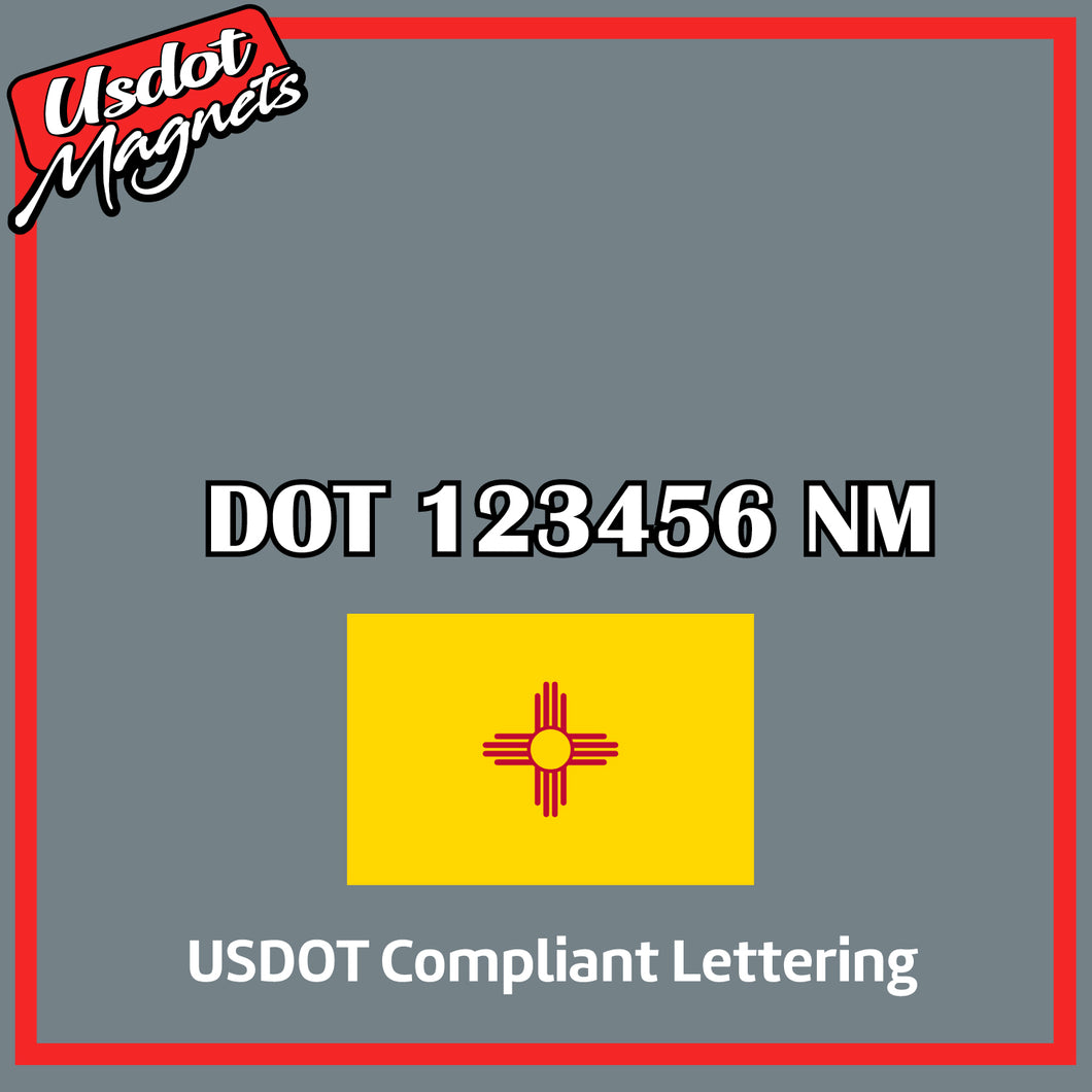 USDOT Number Sticker Decal Lettering New Mexico (Set of 2)