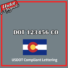 Load image into Gallery viewer, USDOT Number Sticker Decal Lettering Colorado (Set of 2)
