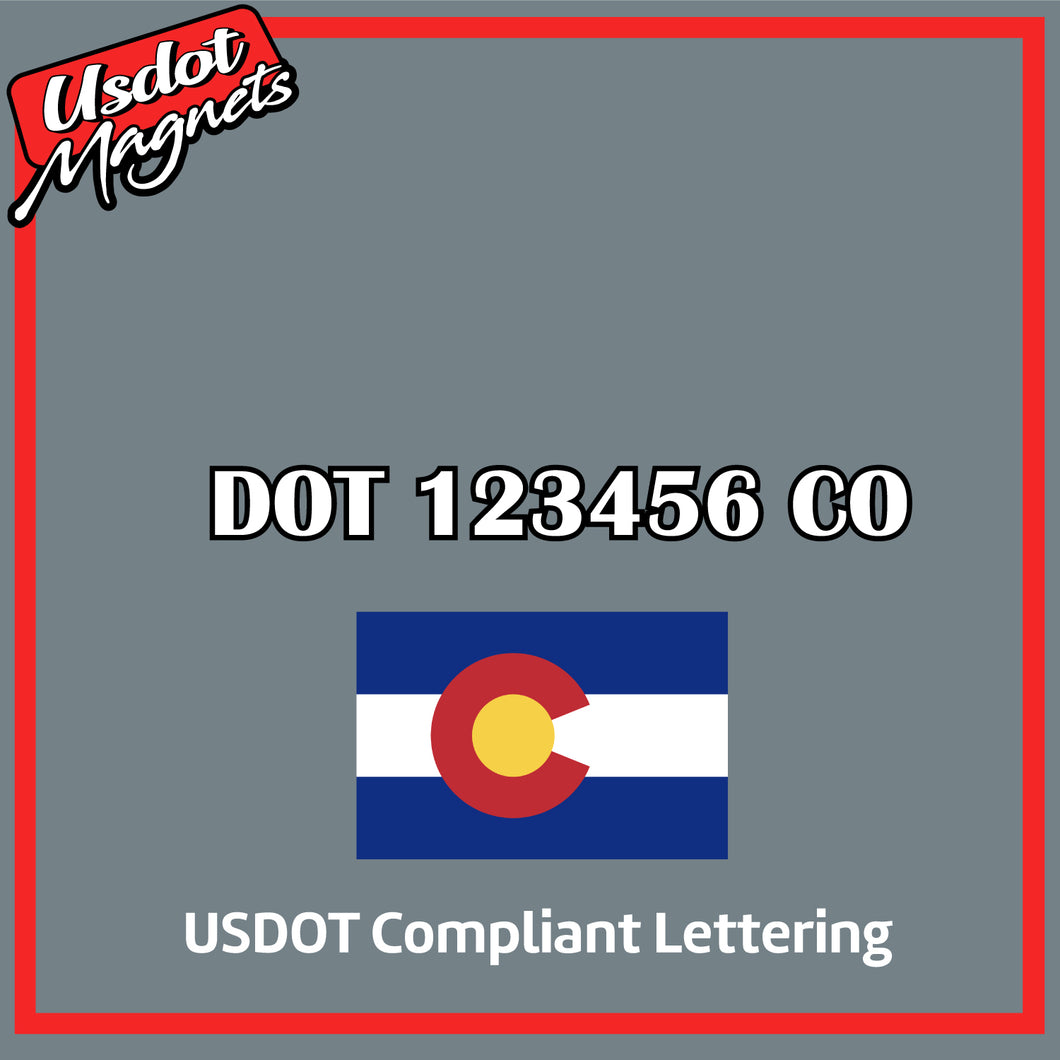 USDOT Number Sticker Decal Lettering Colorado (Set of 2)