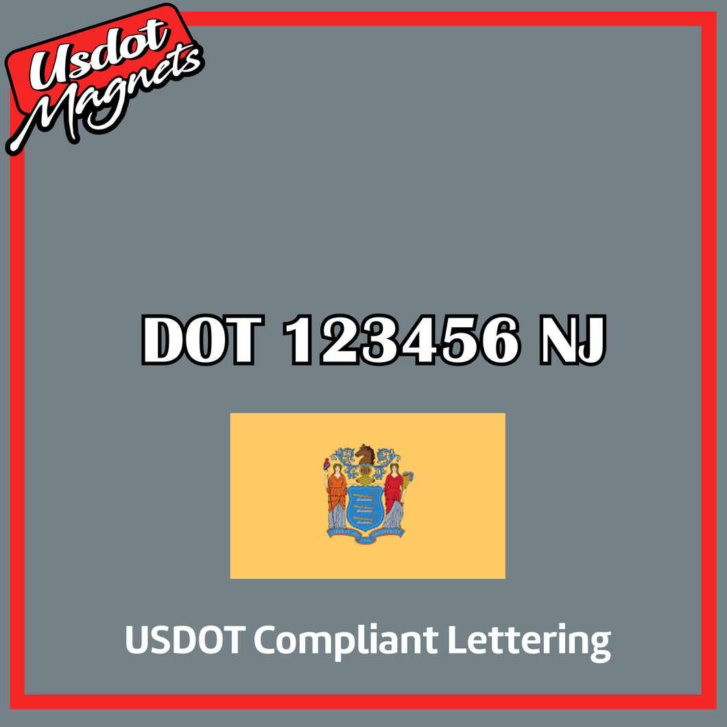 USDOT Number Sticker Decal Lettering New Jersey (Set of 2)