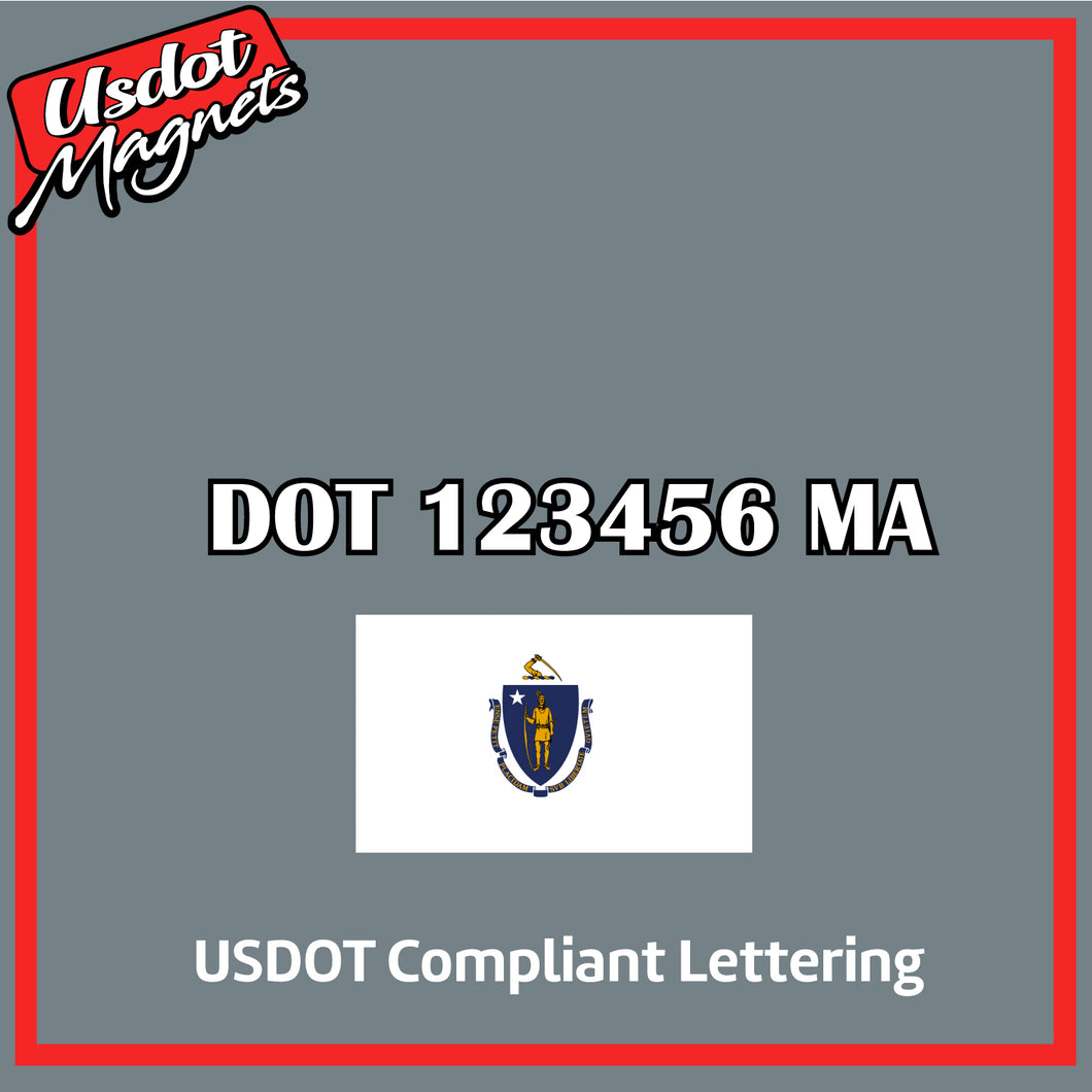 USDOT Number Sticker Decal Lettering Massachusetts (Set of 2)