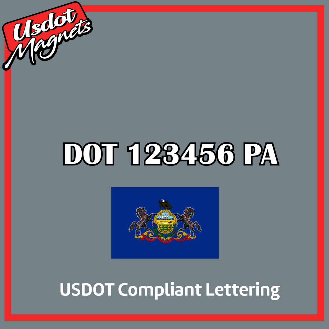 USDOT Number Sticker Decal Lettering Pennsylvania (Set of 2)