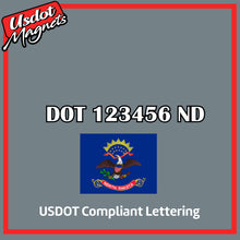 Load image into Gallery viewer, USDOT Number Sticker Decal Lettering North Dakota (Set of 2)
