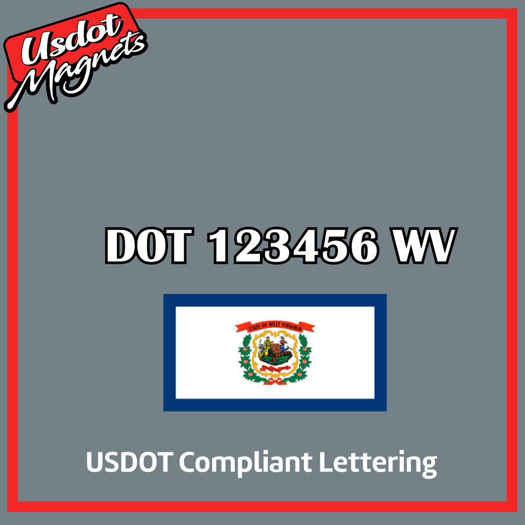 USDOT Number Sticker Decal Lettering West Virginia (Set of 2)