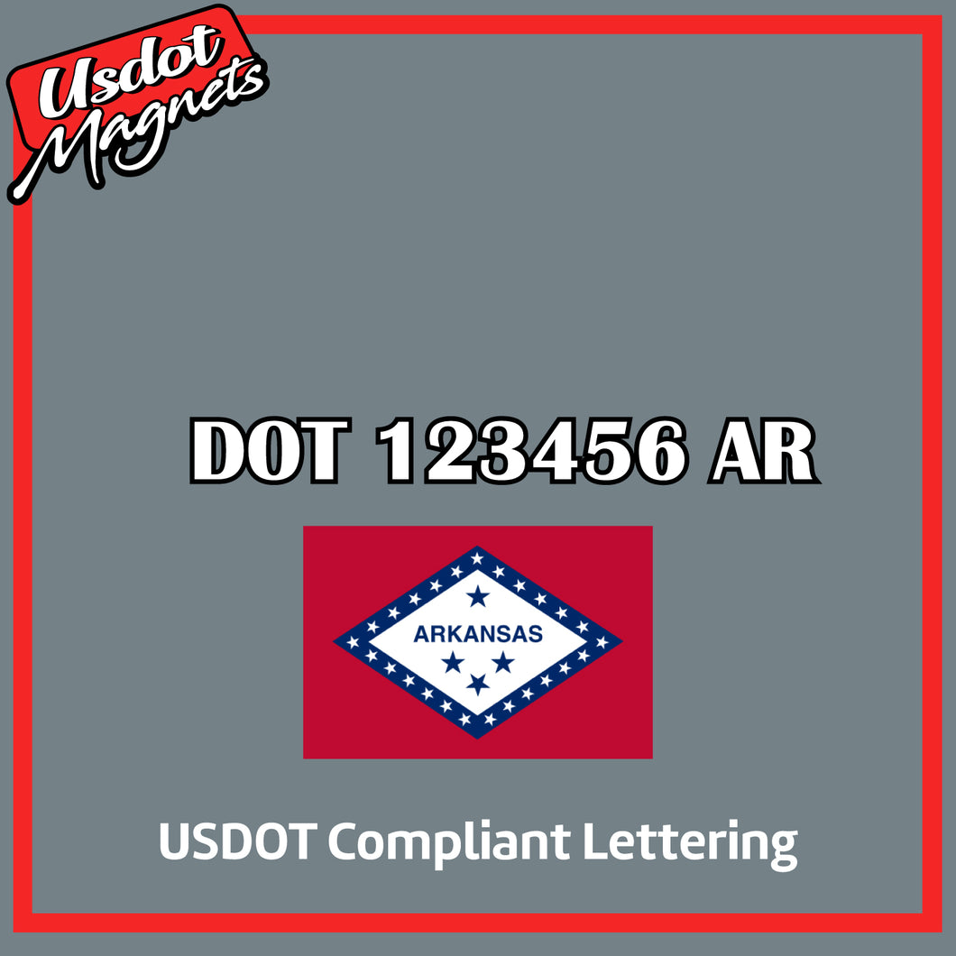 USDOT Number Sticker Decal Lettering Arkansas (Set of 2)