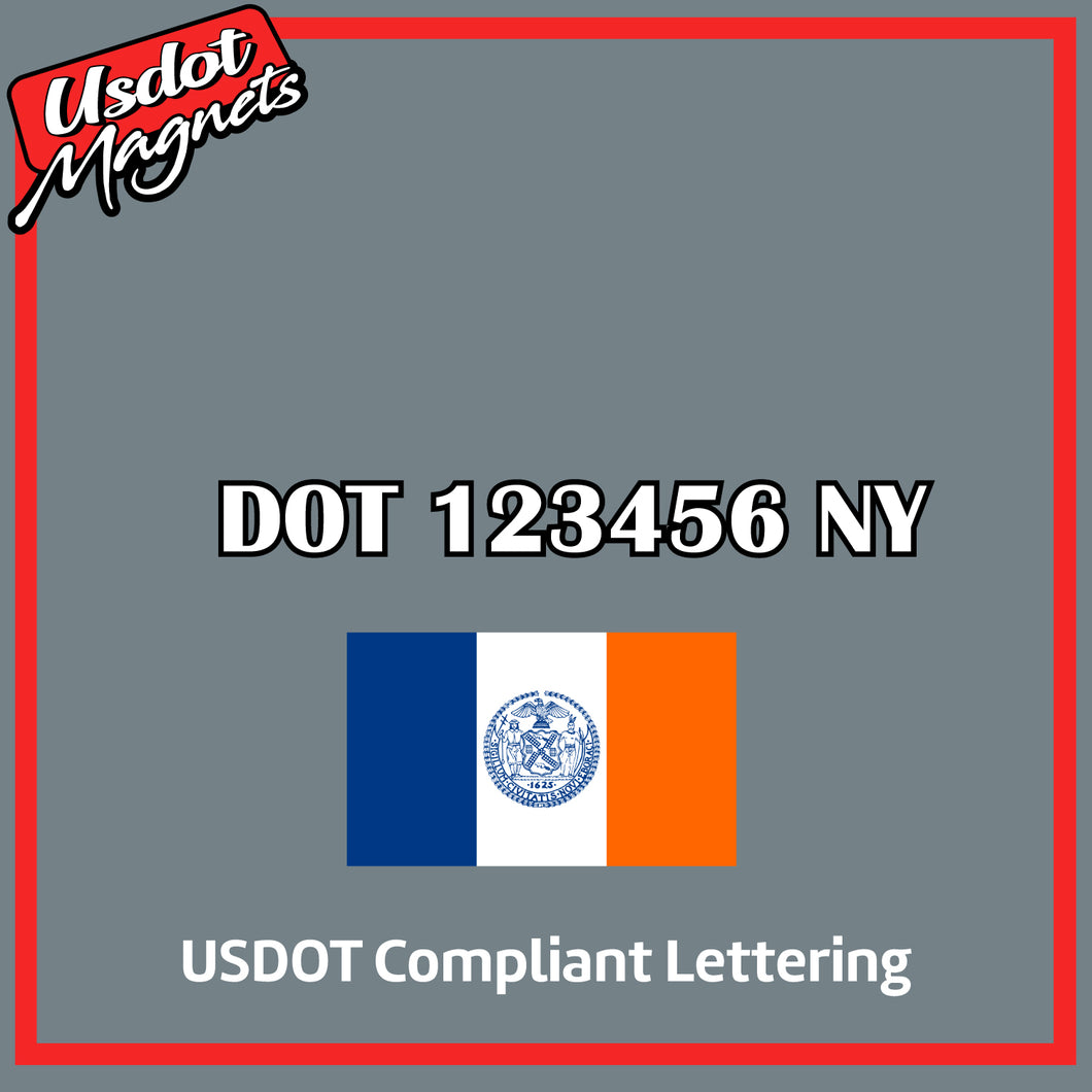 USDOT Number Sticker Decal Lettering New York (Set of 2)