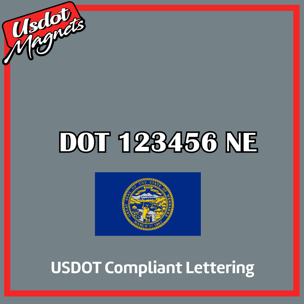 USDOT Number Sticker Decal Lettering Nebraska (Set of 2)