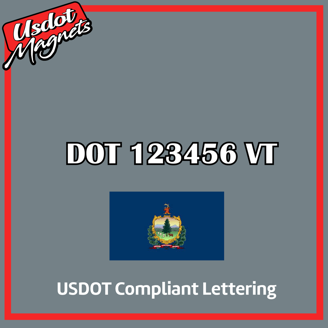 USDOT Number Sticker Decal Lettering Vermont (Set of 2)