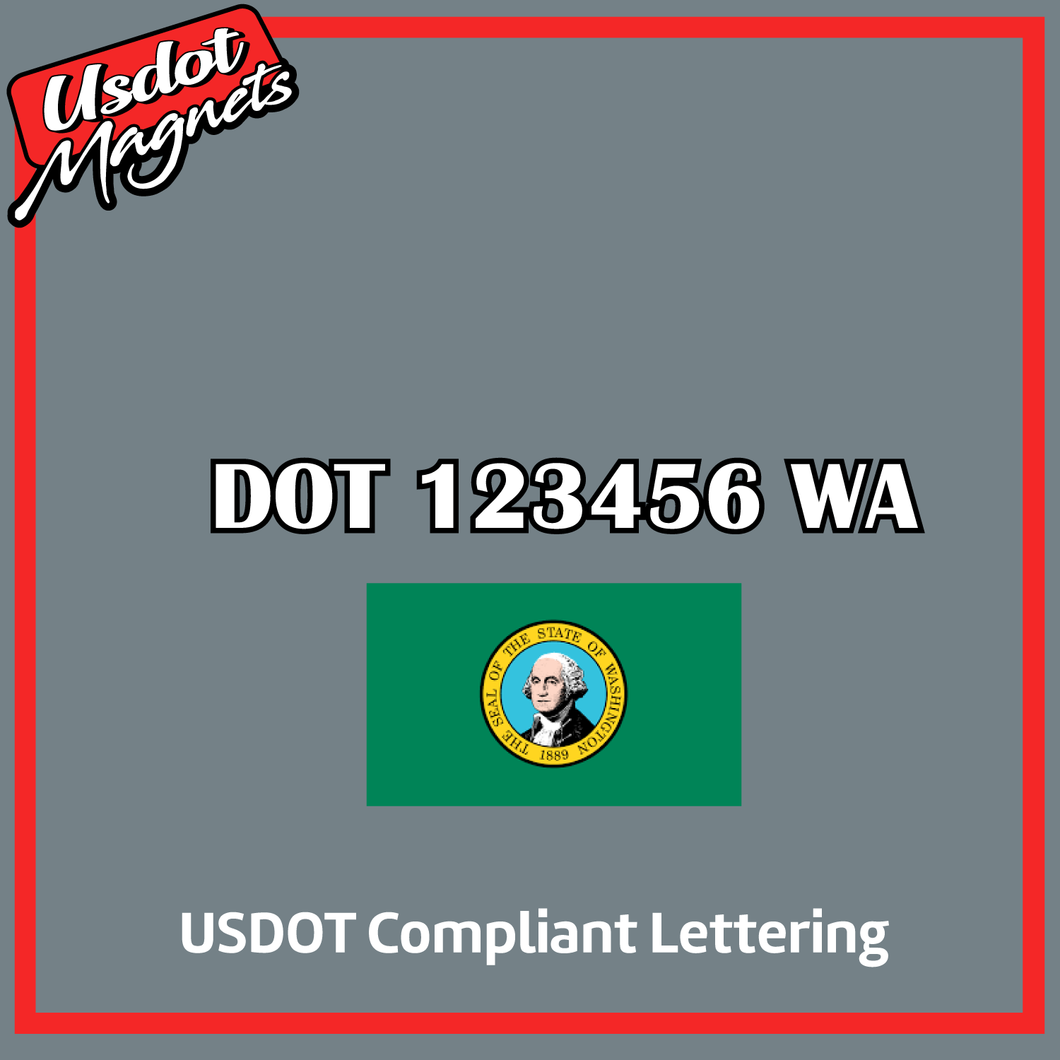 USDOT Number Sticker Decal Lettering Washington (Set of 2)