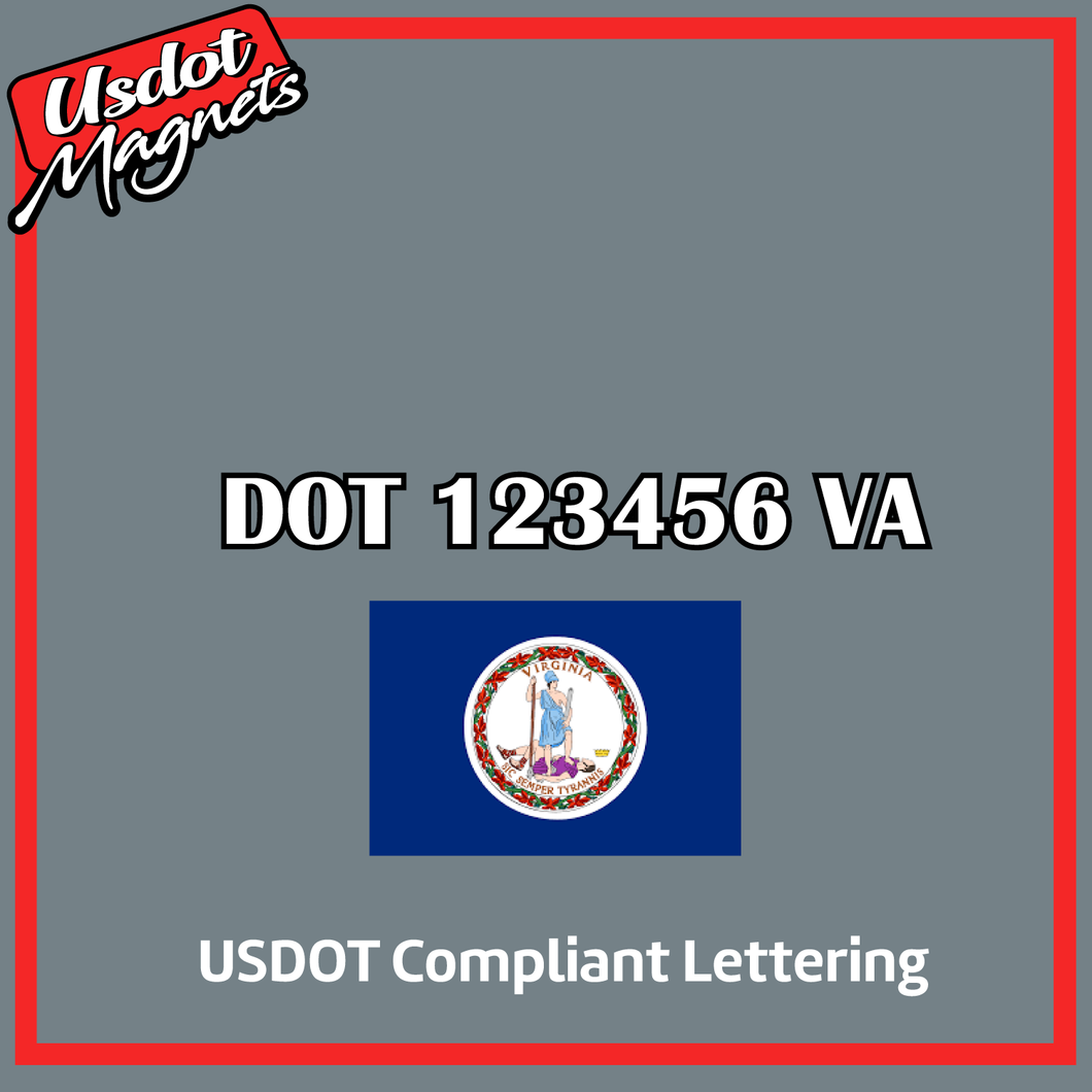 USDOT Number Sticker Decal Lettering Virginia (Set of 2)