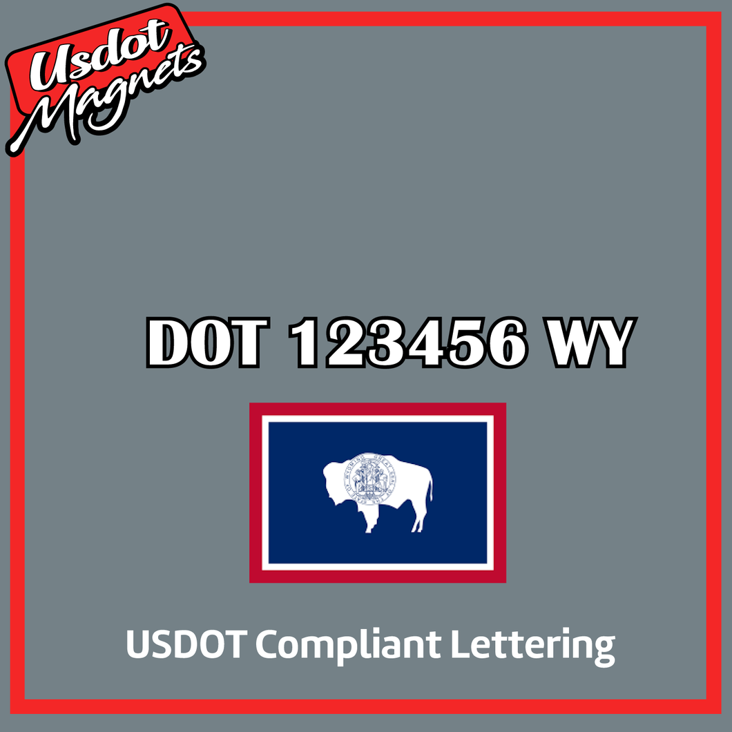 USDOT Number Sticker Decal Lettering Wyoming (Set of 2)