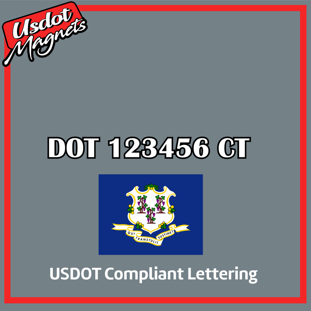 USDOT Number Sticker Decal Lettering Connecticut (Set of 2)