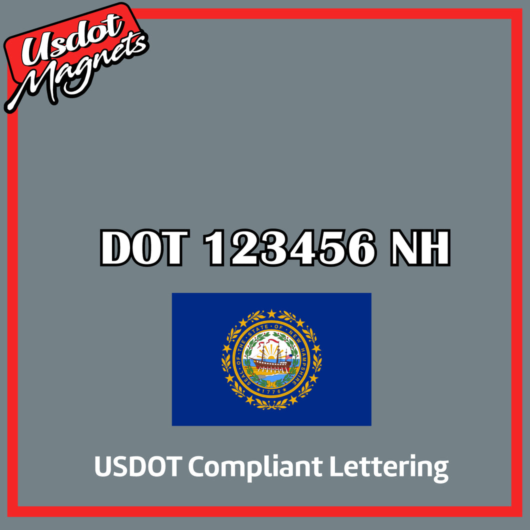 USDOT Number Sticker Decal Lettering New Hampshire (Set of 2)