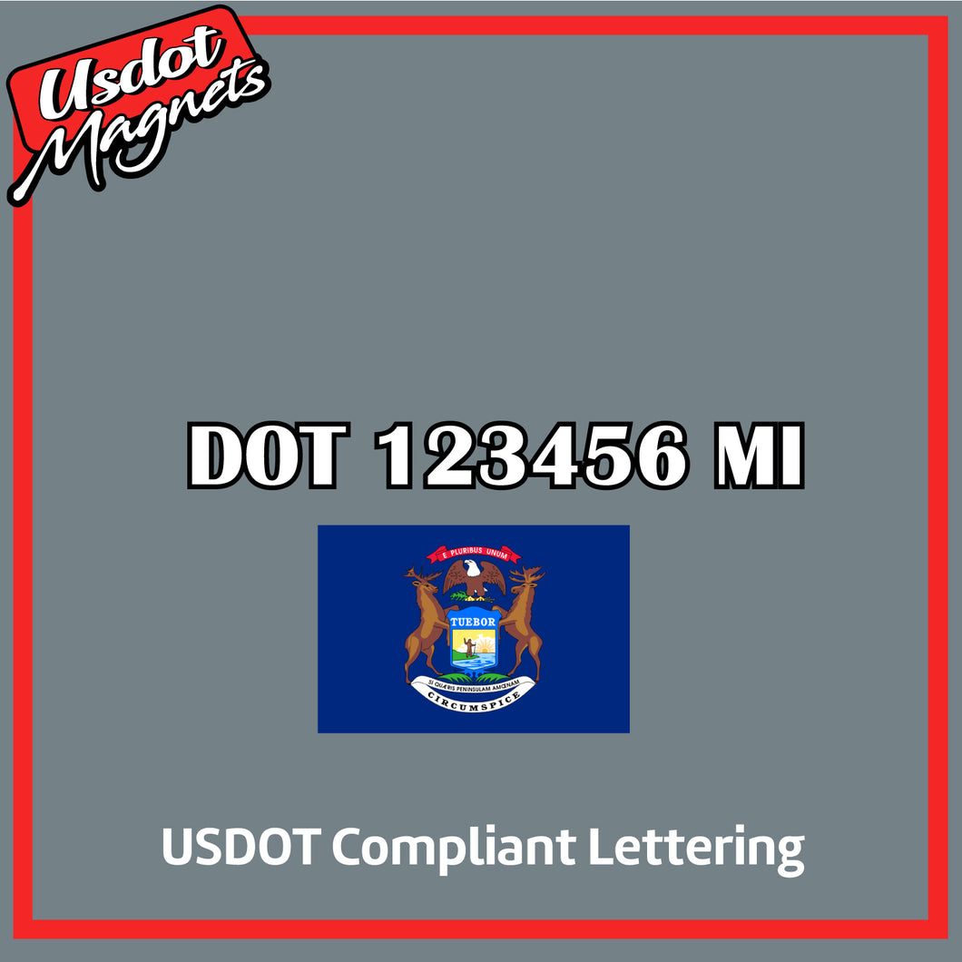 USDOT Number Sticker Decal Lettering Michigan (Set of 2)