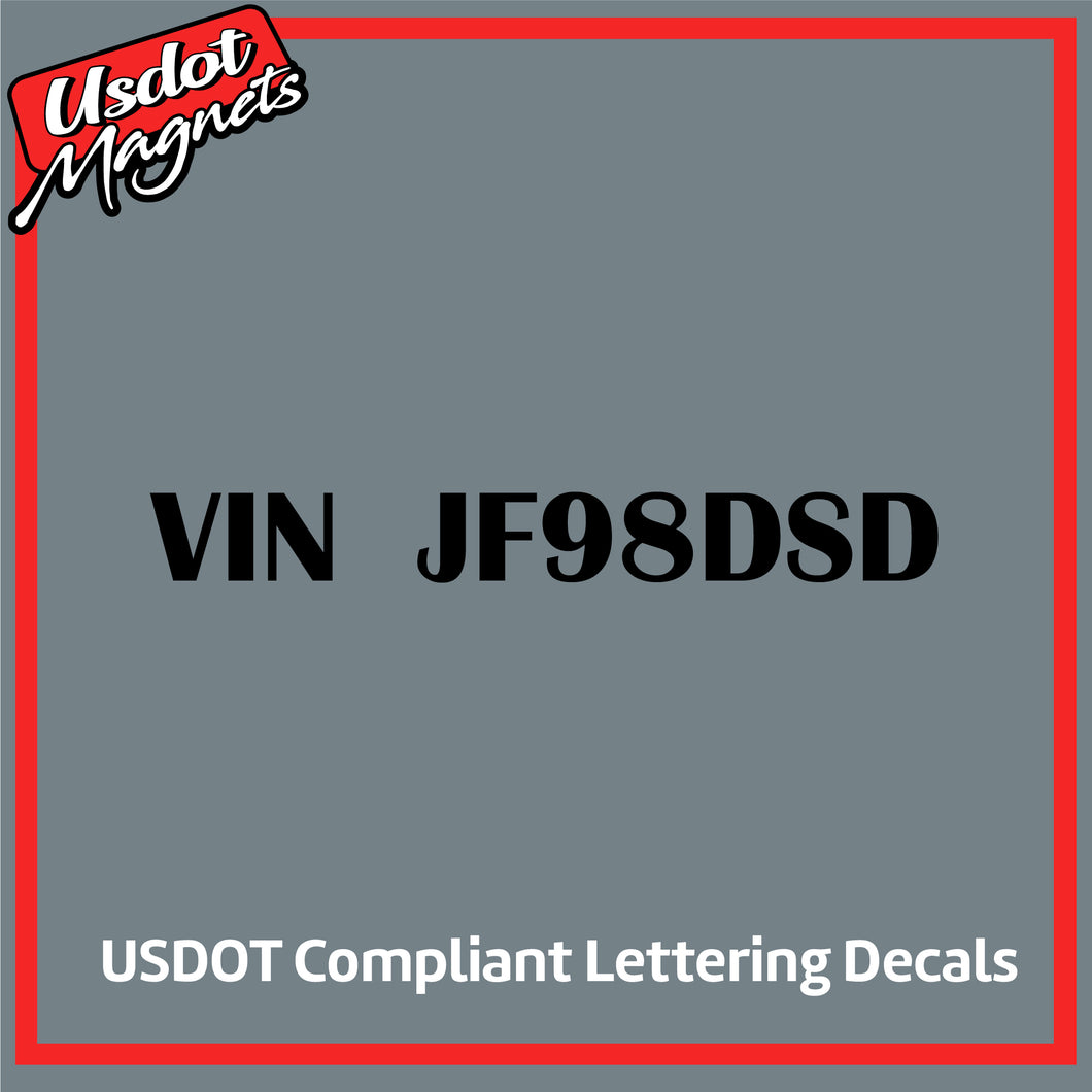 VIN Number Sticker Decal Lettering (Set of 2)