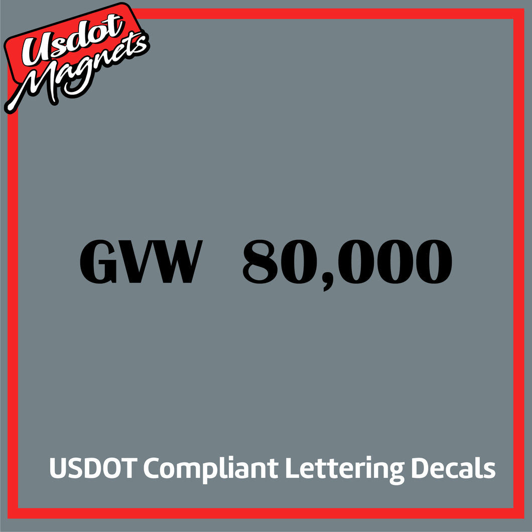 GVW (GVWR) Number Sticker Decal Lettering (Set of 2)