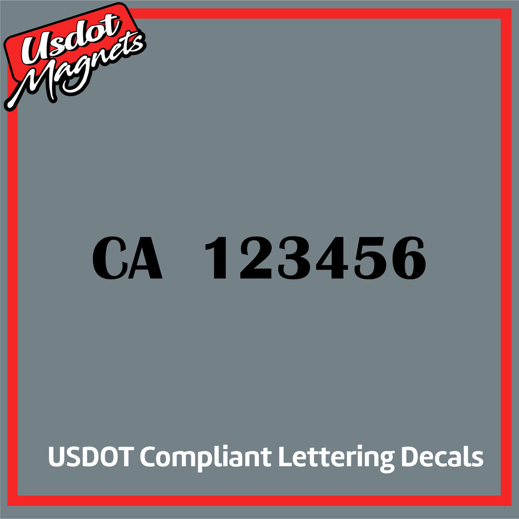 CA Number Sticker Decal Lettering (Set of 2)