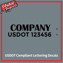 Load image into Gallery viewer, Company Name with USDOT Number Sticker Decal Lettering (Set of 2)
