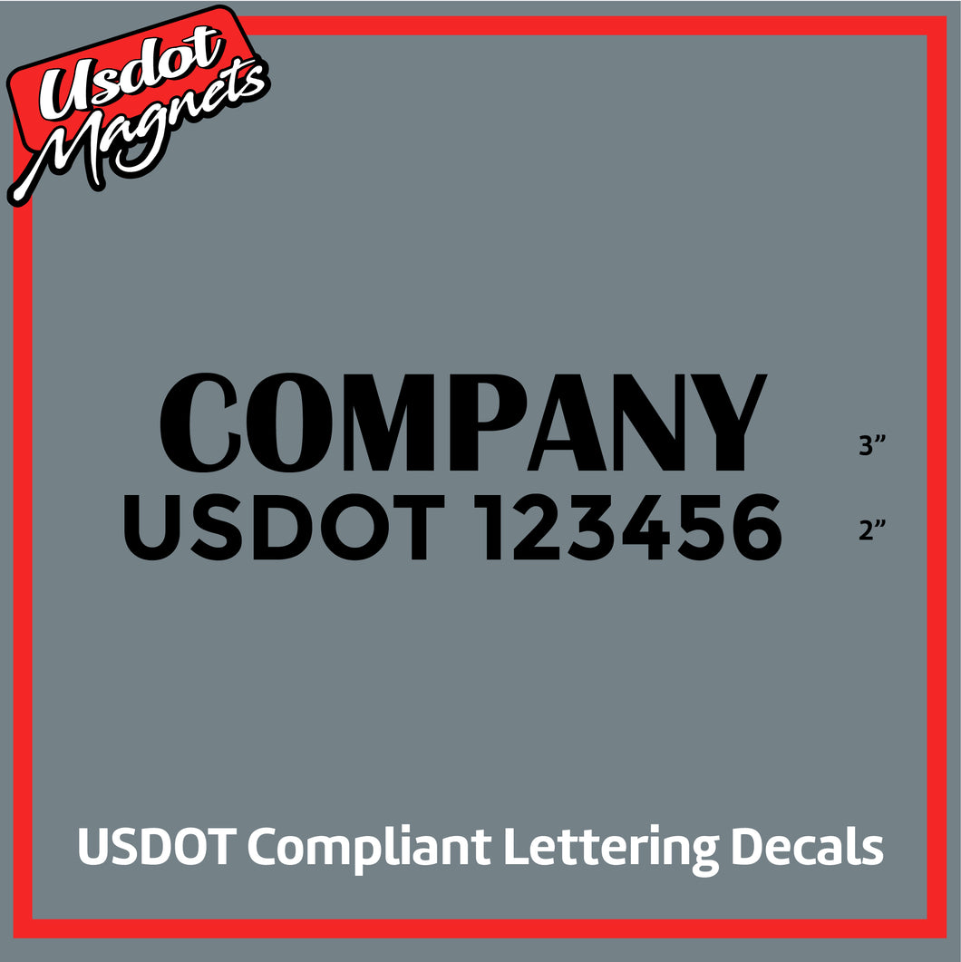 Company Name with USDOT Number Sticker Decal Lettering (Set of 2)