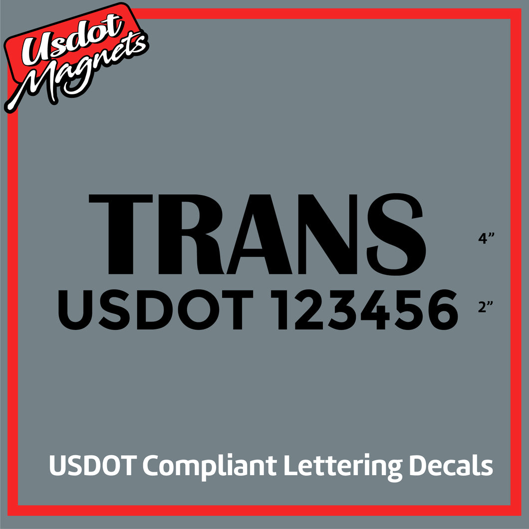 Transport Company Name with USDOT Number Sticker Decal Lettering (Set of 2)